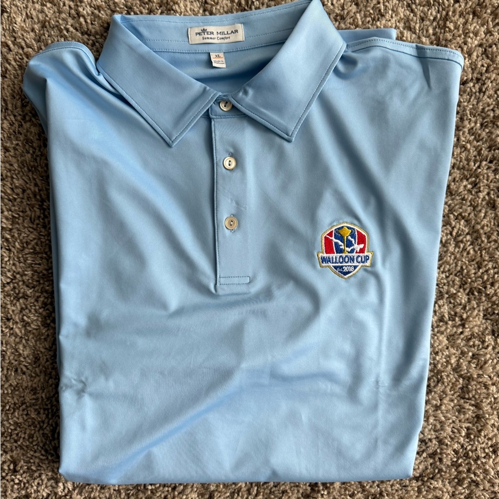 Peter Millar Light Blue Polo Shirt Summer Comfort XL Walloon Lake